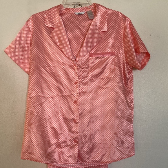 ❗️SALE❗️Adonna Polka Dot Vintage Silky Pajama Set Women’s Large Peach Color EUC - Picture 2 of 16